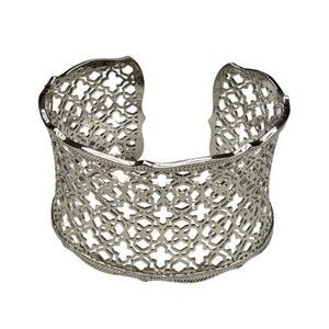 Kendra Scott Candice Cuff Bracelet Silver Tone Filigree Open Lace Design
